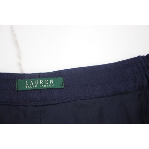 Lauren Ralph Lauren‎ Women W34 Flat front silk linen pants navy blue pockets - Picture 10 of 11